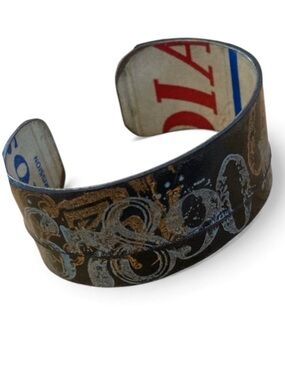 Handmade License plate Cuff Bracelet with numbers on outside vintage vibes